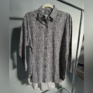 Ginger G Black and White Leopard Button Down Shirt